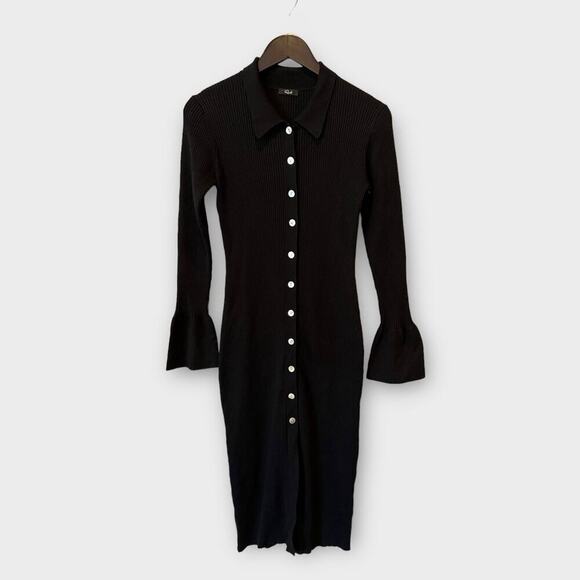 NWT Rails Rosalie Rib Long Sleeve Cotton Blend Midi Sweater Dress Size Medium - Picture 3 of 10